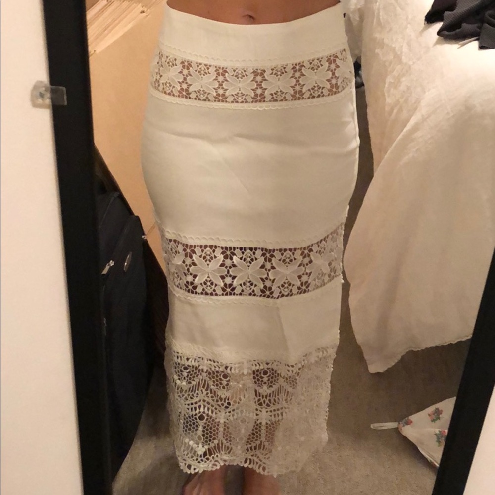 Stone cold fox white midi/maxi skirt